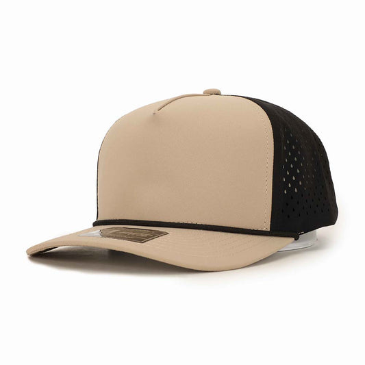 Tan Black 5 Panel Rope Hat