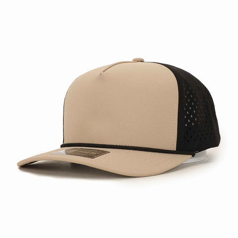 Tan Black 5 Panel Rope Hat