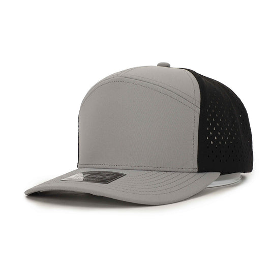 Light Grey Black 7 Panel Hat