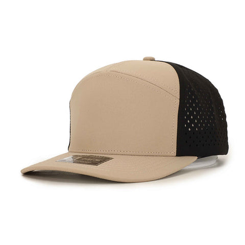 Tan Black 7 Panel Hat