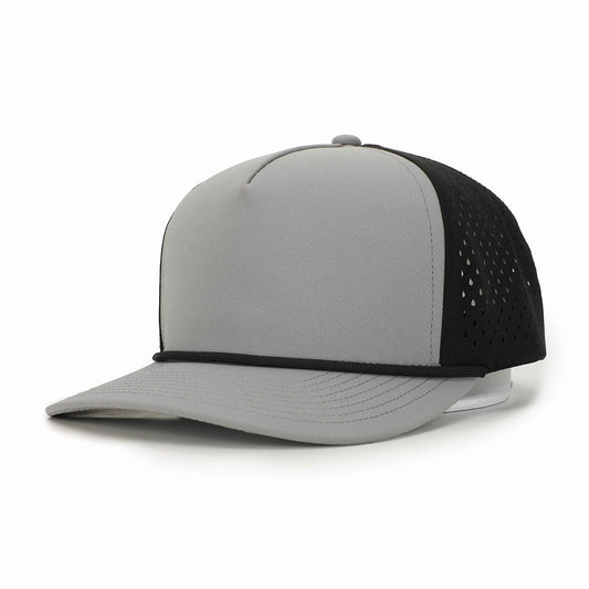 Light Grey Black 5 Panel Rope Hat