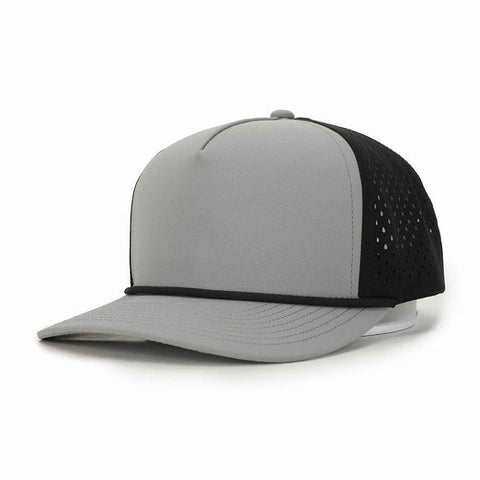 Light Grey Black 5 Panel Rope Hat