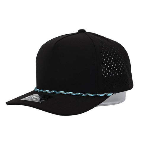 Black with Light Blue Rope 5 Panel Hat