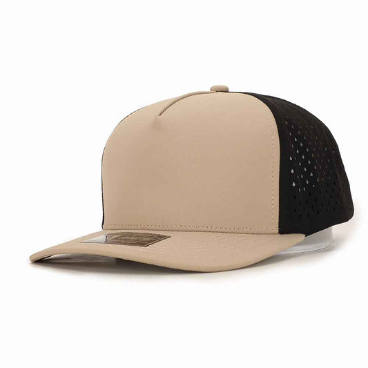 Tan Black 5 Panel Hat