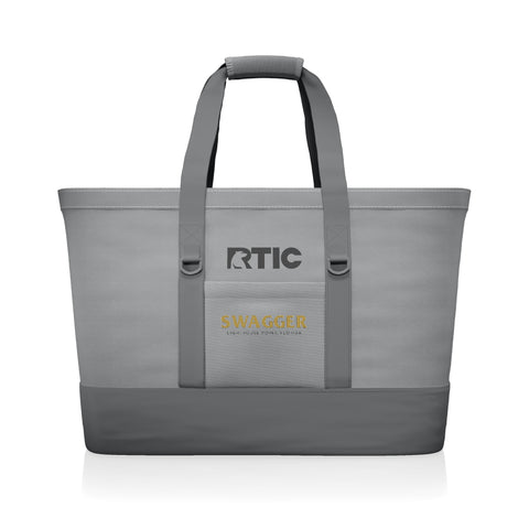 Custom RTIC insulated tote cooler in Grey with boat name
