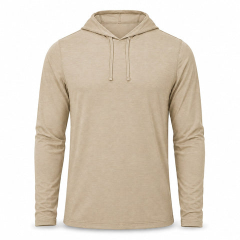 Xotic Air-X Hooded Performance Long Sleeve Shirt - Sand Stone - Front